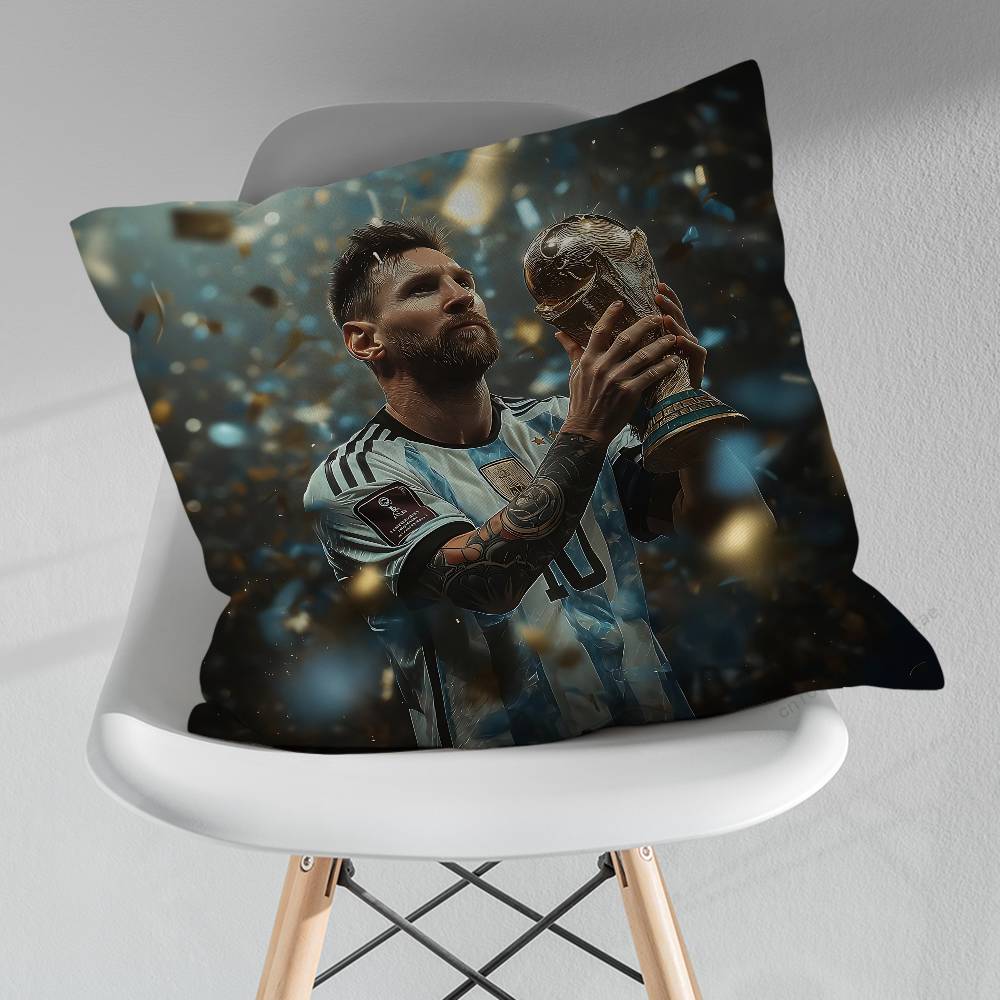 Funda de Almohada Decorativa Cool de Fútbol MMessis Funda de Cojín para Sofá de Sala de Estar Para Decoración del Hogar Dormitorio Protector