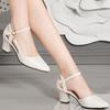 Elegant Chunky Heels - Women's Stylish Point Toe Dress Pumps with Fashion Buckle Strap