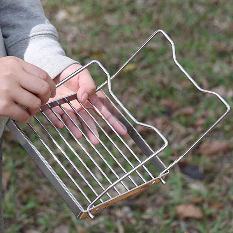 Outdoor Stainless Steel Camping Stove Holder Portable Folding Mini Barbecue Rack Pot Holder Baking Stand Tray Camping Cookware