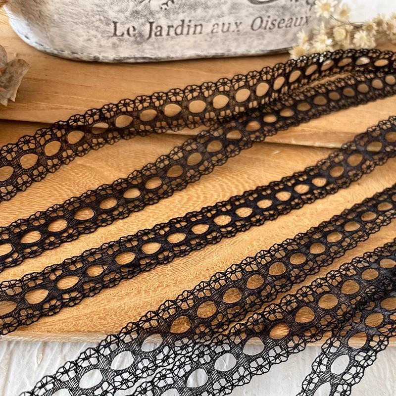 Material organza din dantelă neagră pentru îmbrăcăminte și accesorii DIY - Decorare decolteu și tiv fustă