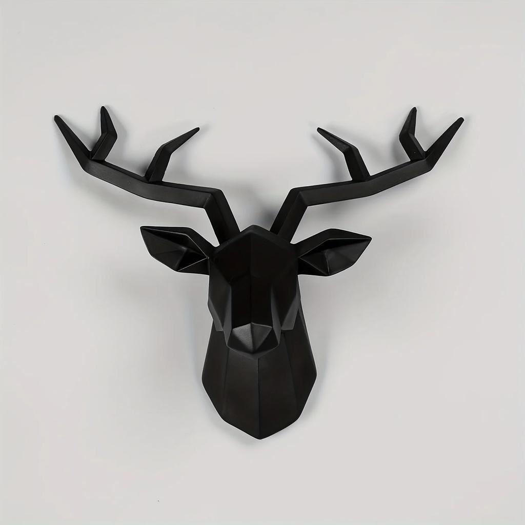 Deer Head Sculpture Animal Statue Figurines Wall Hanging Creative Elk  Art Antlers Statuette for Office Decoration Wall Mount