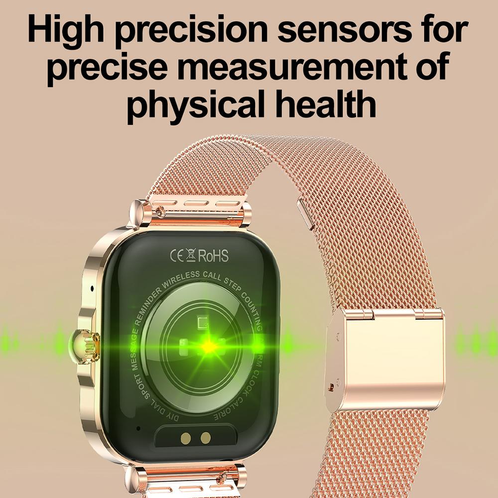 HK82 1,75-calowy kwadratowy ekran AMOLED z NFC inteligentny zegarek z monitorem zdrowia, pasek ze stali