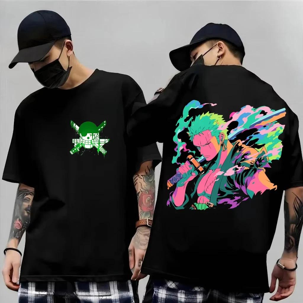 One Piece Japanese Anime Printed Men's T-Shirt Roronoa Zoro Harajuku Short Sleeve Luffy T-shirt Clothing Summer Tee Couple