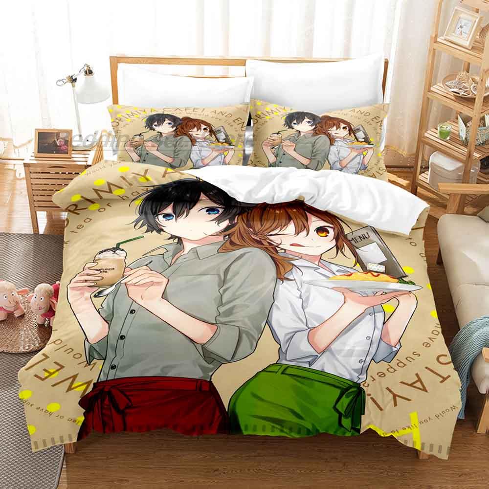 Horimiya Bettwäsche Set Einzelbett Twin Full Queen King Size Bettset Aldult Kinder Schlafzimmer Bettbezug Sets 3D 2022 Anime Bettlaken Set