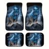 4pcs Cool Wolf Print Car Floor Mats, Front and Rear Car Mats, Interior Decoration Accessories