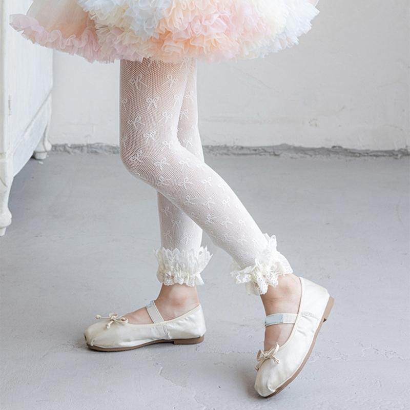 Comfortable Stretch Sweet Tights for Girls Lace Trim Soft Nylon Fabric Leggings Play Outfits Spring Summer
