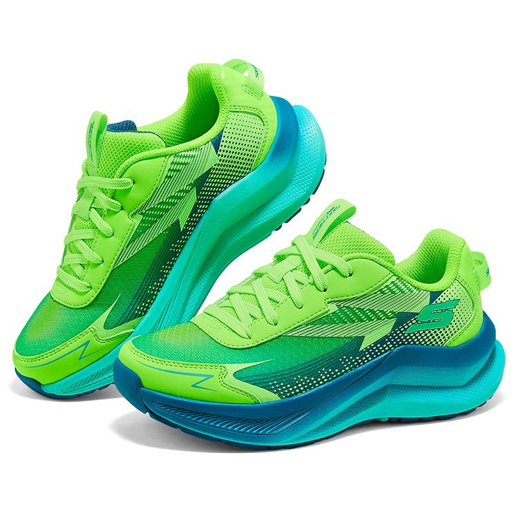 Skechers Kids Synthetic Leather Trendy Comfortable Cool Outdoor Student Durable Non-Slip Low-Top Running Shoes Kids sneaker Blue Green 404023L-LIME