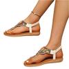Large size rhinestone herringbone clip toe thick bottom ethnic elastic band bead beach sandals