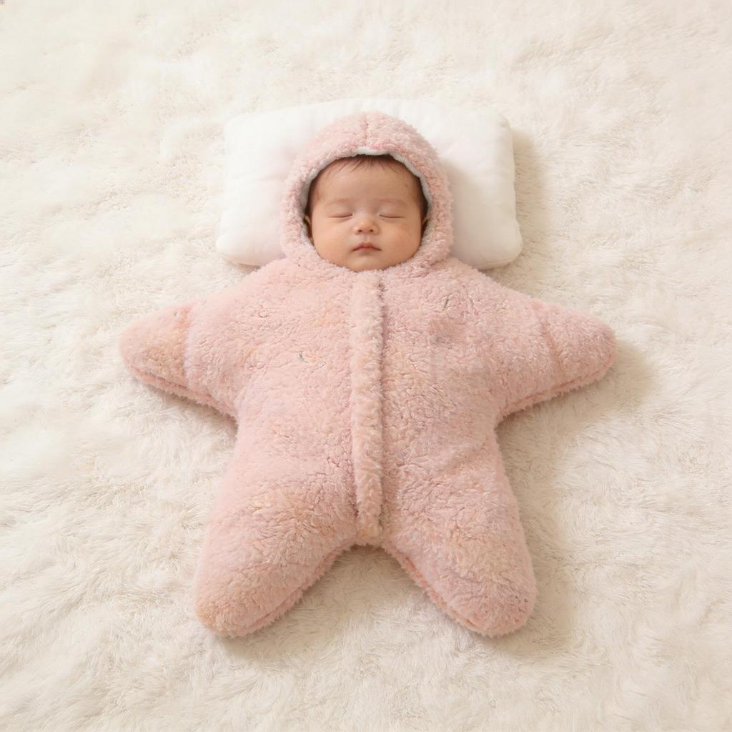Thick Fleece Starfish Swaddle for Newborns - Anti-Startle Outdoor Sleeping Bag