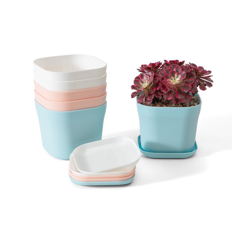 Nordic Style Thickened PP Plastic Square Flower Pot for Seedlings and Succulents