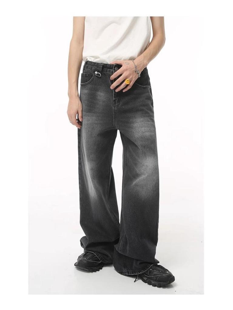 Unisex Retro Vintage Washed Straight-Leg Jeans - Slightly Loose Fit