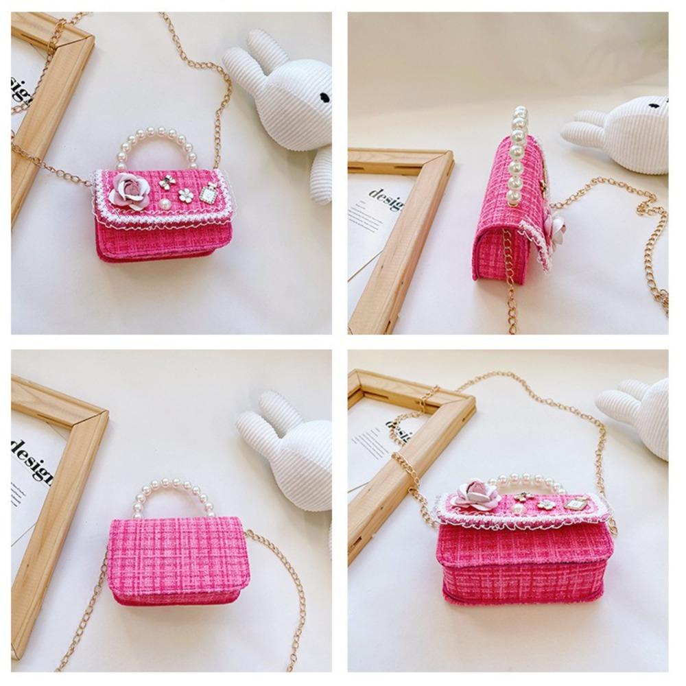 Mini Small Square Bag Flower Decoration Kid's Handbag New Crossbody Bags  Children