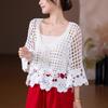 New Short Cotton T-Shirt Women Knitting O-Neck Hollow Summer Style Basic Tops Tees Loose Clothing