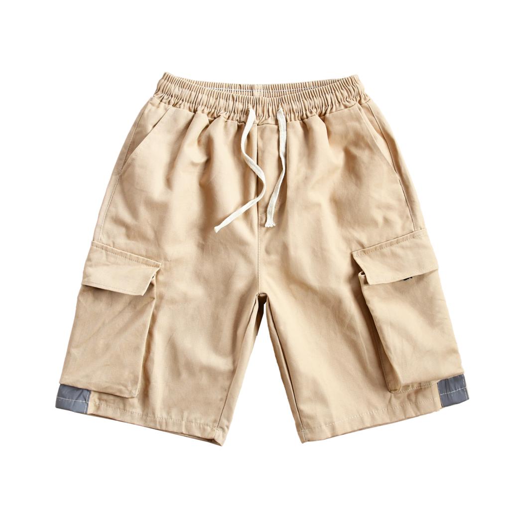 Pantaloncini da lavoro estivi tinta unita, tasche larghe, pantaloni dritti a gamba larga, pantaloncini sportivi da uomo
