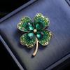 Retro Four-leaf Clover Brooch, High-end Women's Luxurious Charm, Crystal Corsage Design Sense, Niche Brooch