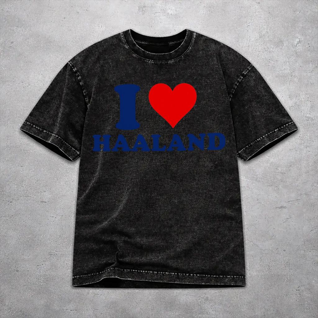 Retro Men Women Haaland Norway Football Tee Shirt Oversize Washed T Shirts Tops