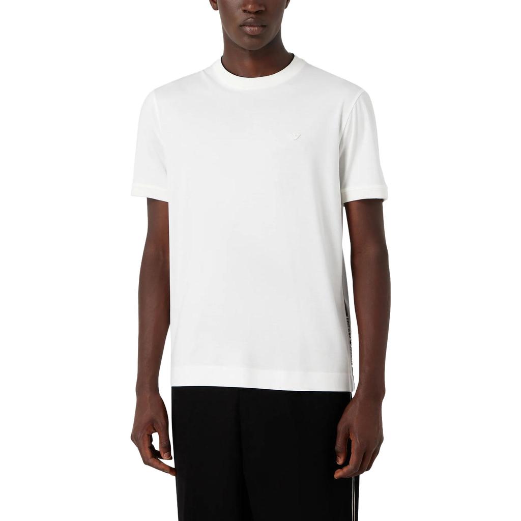 Emporio Armani FW23 Solid Logo Straight Cut Crew Neck Short Sleeve T-Shirt Men tops White 6R1T871J-UVZ1-01L5
