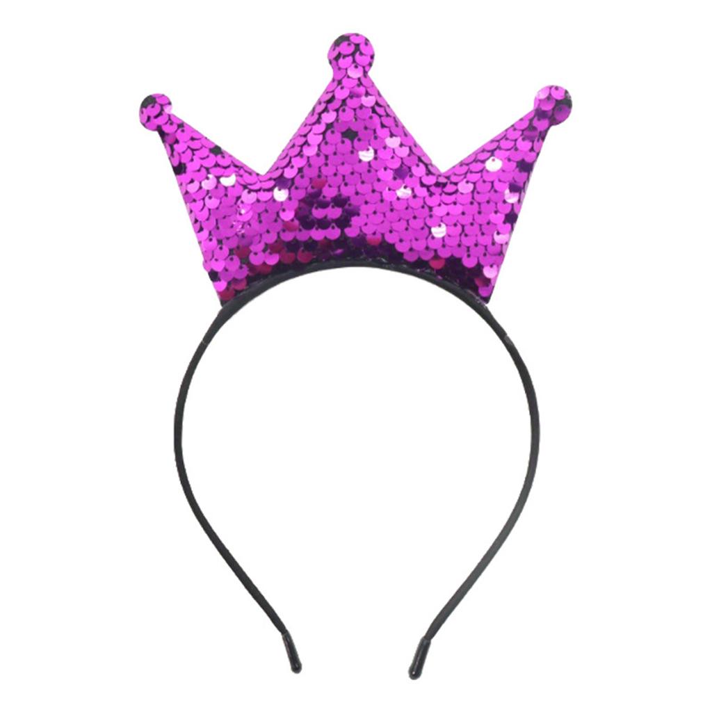 Sparkling Sequins Crown Hairband For Girl Birthday Party Glittering Headwear Toddler Birthday Party Hair Accessory