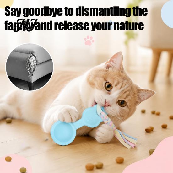Macaron Color Dog Toy Molar Chewing with Rope, TPR Spoon Head Durable Woven Dental Cleaning Knot Training Toy, Colors Teeth Interactive Pet Tug of War