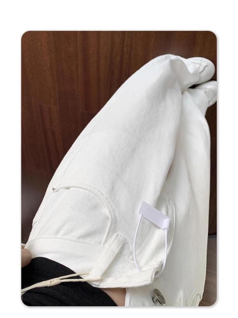 Women's High Waist Ivory White Straight-Leg Jeans - Autumn/Summer 2026 Slim Fit Wide Leg Pants