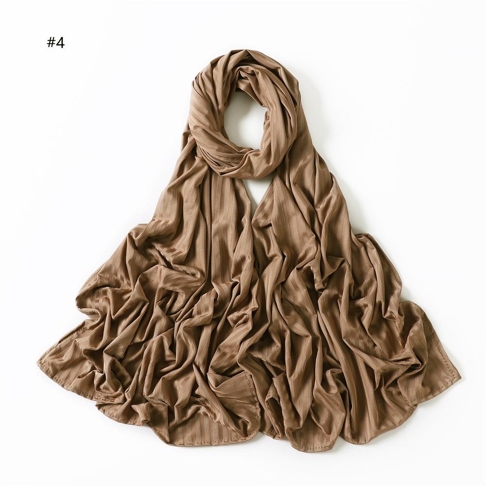 Plain Turbans Striped Line Jersey Hijab Scarf Thick Modal Wrap Elastic Shawls High Quality Foulards Muslim Head Snood 175*70Cm