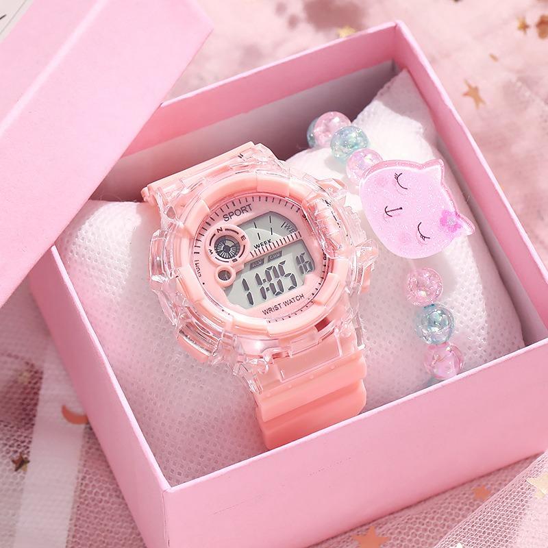 ins wind transparent electronic watch student sports waterproof luminous women's children's watch simple fashion trend