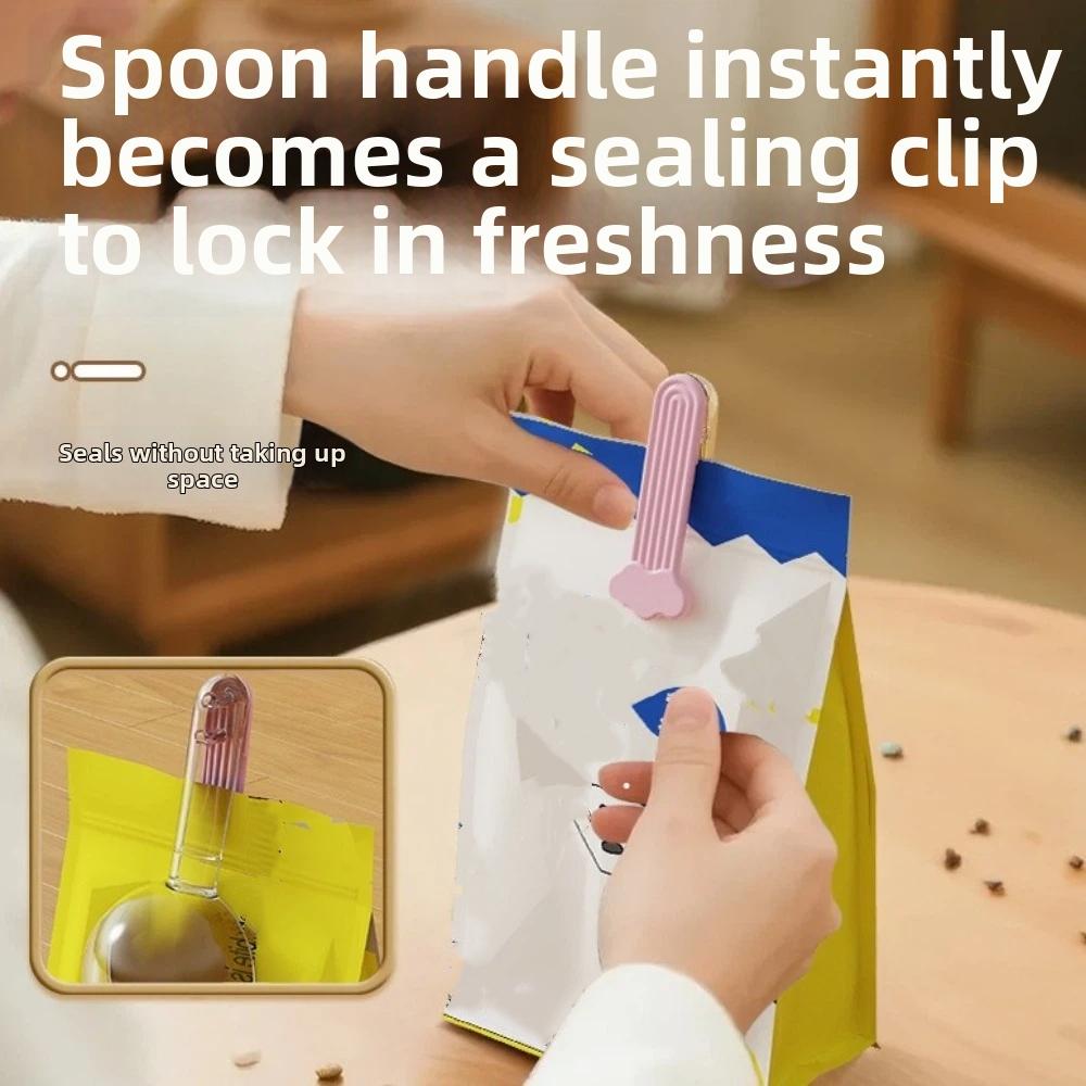 Multi-functional Cat Food Scoop Clear Scale Food Bag Clip Portable Sealing Clip  for Dogs Cats