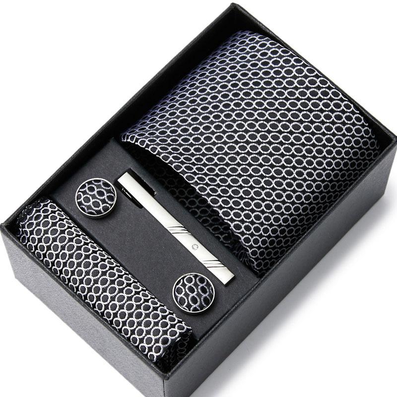 Tie Men'S Business Professional Dress Suit Blue Striped Gift Box Polyester Silk 7.5Cm Business Gift