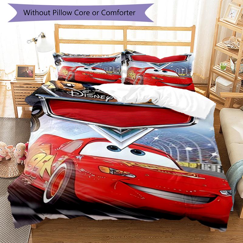 3pcs Cars Bedding Set Duvet Cover Closure Includes 1 Duvet Cover & 2 Pillowcases, Soft and Comfortable for All Seasons.