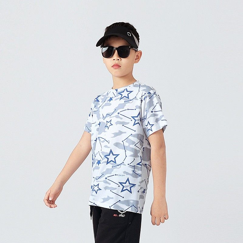 Summer Kids Sports Half Sleeve T-shirt Boys and Girls Full Printed XINGX Breathable Quick-Drying Tops Children's Mesh Short Sleeve