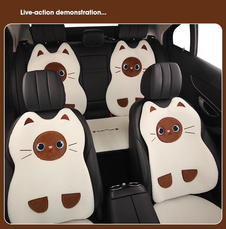Siamese Cat Cartoon Plush Car Seat Cushion for Nissan N6/Tiida/Sylphy/N7/Tanlu/Qashqai
