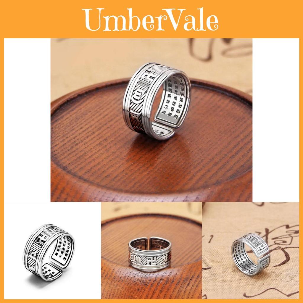 Vintage Kobber Bogstav Ring Unisex Justerbar Åben Ring Med Seks-ords Mantra Engros Leverandør
