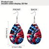 Patriotic American Flag with Sunflower Boots PU Earrings for Women, Independence Day American Flag Rose Flower Water Drop Earrings