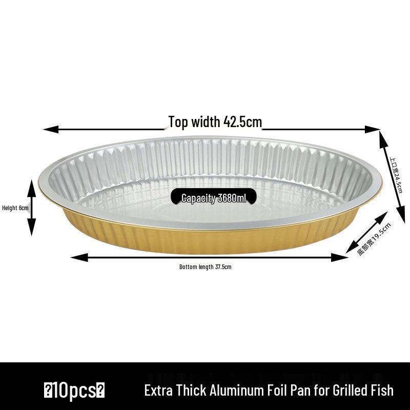 

Золотистая запеченная рыба Очень большой овальный контейнер из алюминиевой фольги - Жаростойкая коробка из оловянной фольги