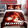 3pcs Duvet Cover Set (1*Duvet Cover + 2*Pillowcase, Without Core), Custom Name Makima Chainsaw Man Pattern Bedding Set, Home Bedroom Decor Gift