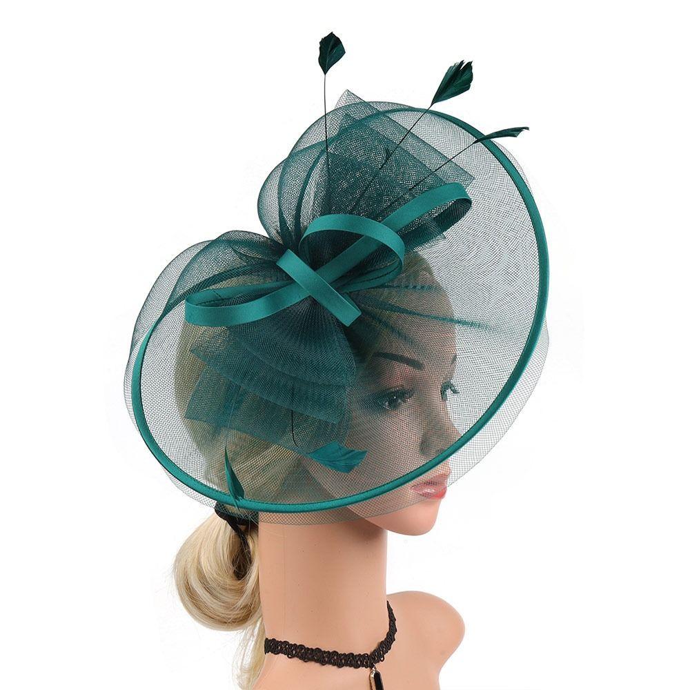Vintage Feather Fascinators Hats Mesh Decorative Headband Tea Party Hats Hair Clip