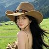 Women S Western Style Straw Cowboy Hat Summer Sun Protection Travel Hat