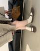 Suede Korean version of spring and autumn one-word buckle shallow mouth Mary Jane women's shoes 25 new leather round head flat-soled single shoe
