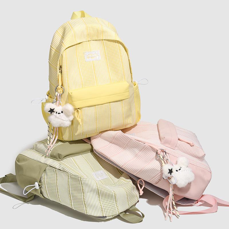 Schulrucksack1011 Frühling neu Japanisches Mädchen Herz karierter Rucksack leicht große Kapazität Schüler-Schulrucksack niedlicher Rucksack