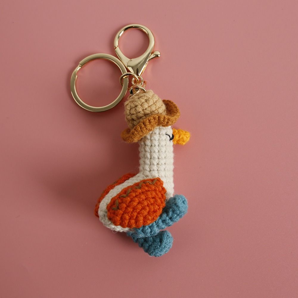 Funny Goose Duck Doll Pendant Cute Cartoon Knitting Keyring Fashion Crochet Keychains  Car Key Ring