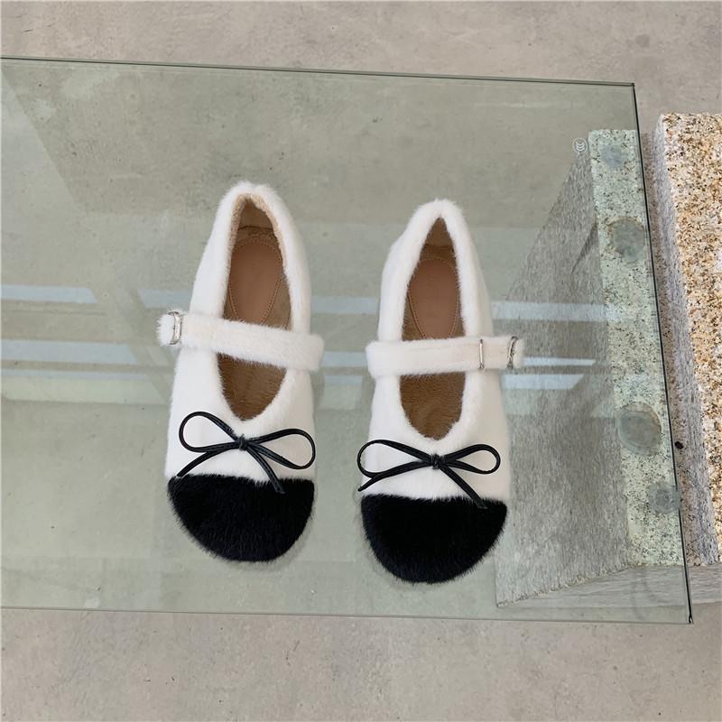 

Модные зимние теплые плюшевые туфли Мэри Джейн женские меховые мокасины с пряжкой на ремне разноцветные мокасины из овчины с бабочкой на меху женские балетки 6 чёрный