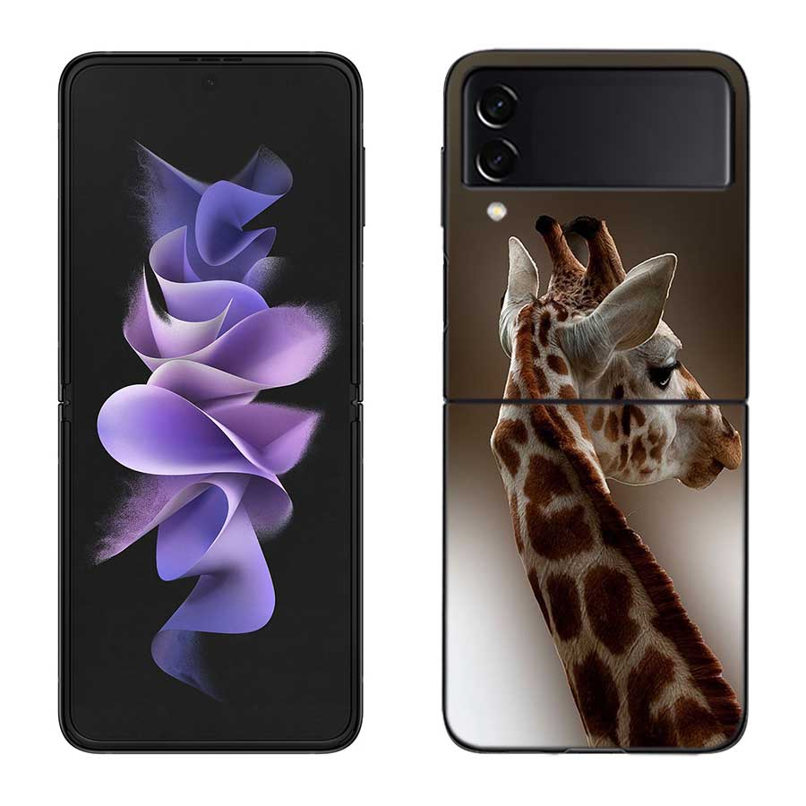 Žirafy Mají Dlouhé Krky Pouzdro Na Telefon Pro Samsung Z Flip 7 6 5G Galaxy Z Flip 5 4 3 Černé Pevné Kryt Buněčného Telefonu Luxusní PC Skořápka Coque