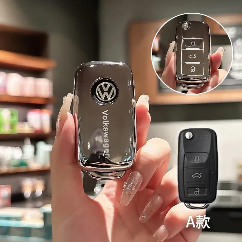 

2025 Hot Fashion TPU Car Flip Key Cover Case for Volkswagen for VW Bora Polo Tiguan Jetta Passat B5 B6 B7 Golf Beetle for Skoda