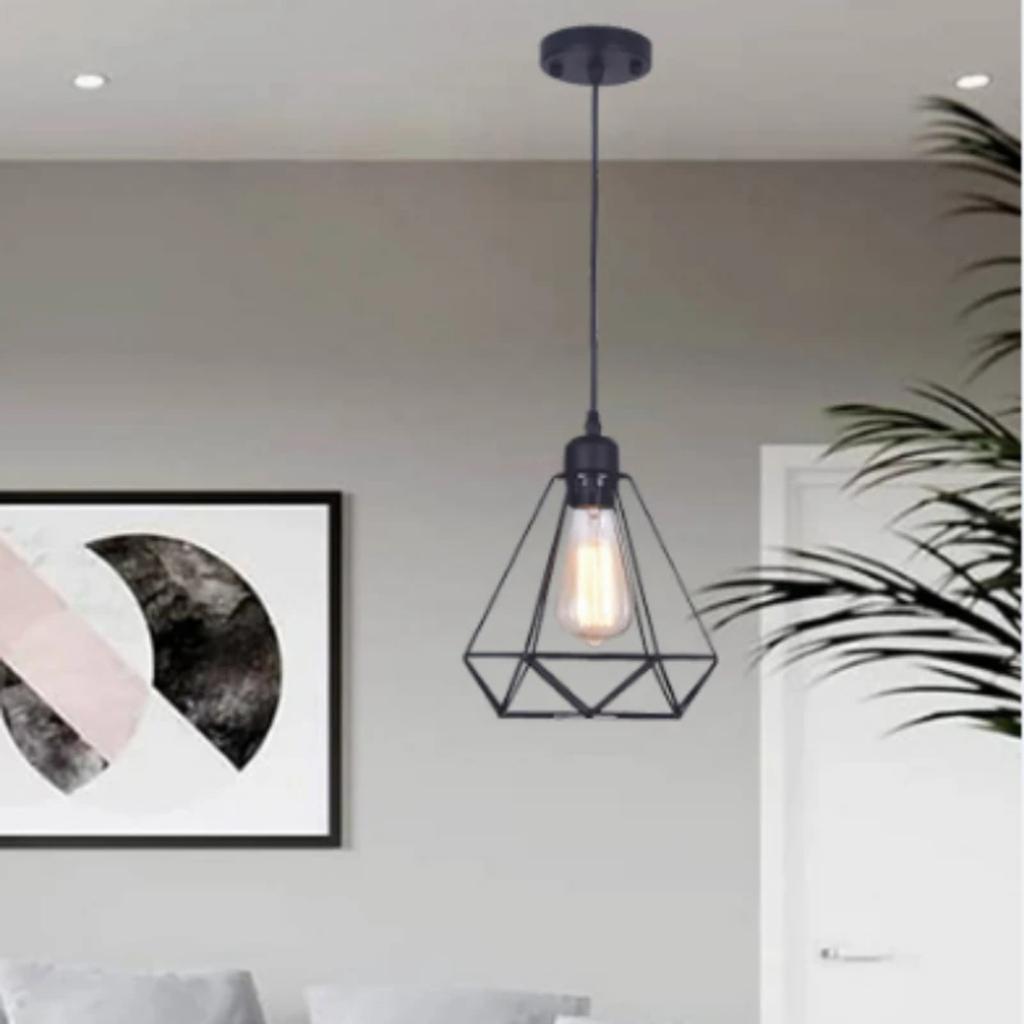 New Loft Industrial Pendant Light LED Chandelier ST64 Bulb Black Metal Wire Cage Hanging Lamp Shade Wall Light