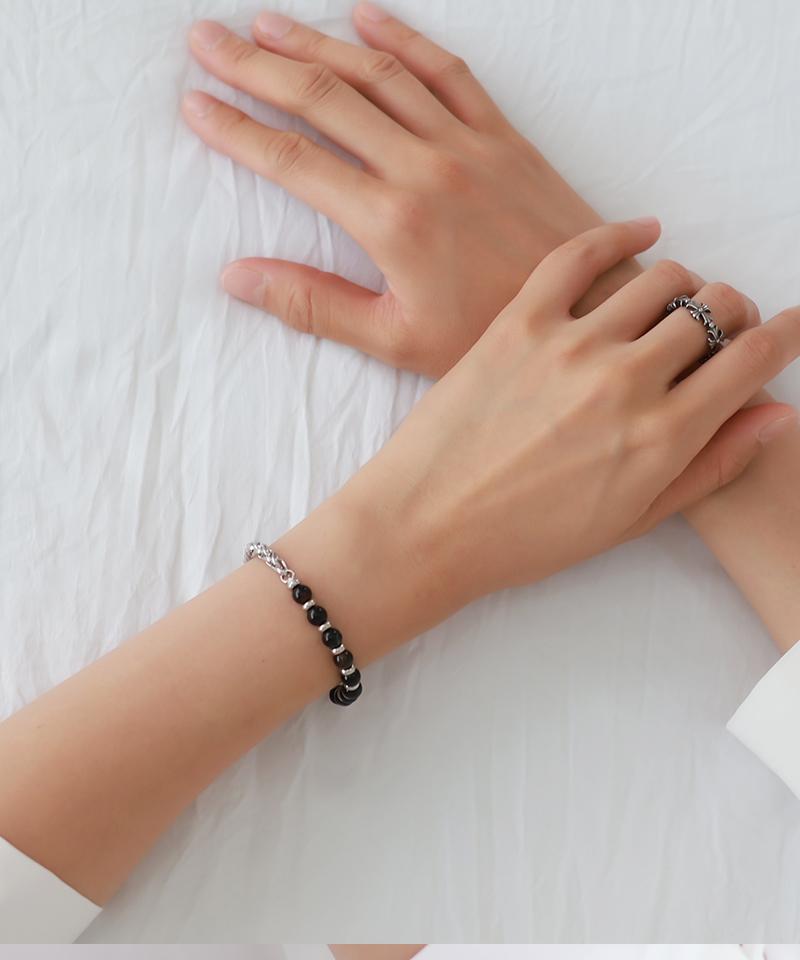 Blancier Black Onyx Dualis Bm255B1168 Men'S Natural Stone Bracelet