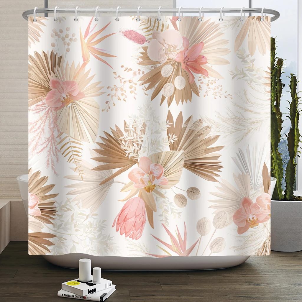 Watercolor Floral Shower Curtain for Bathroom Spring Elegant Flower Printed Bath Curtain Botanical Wildflower Bathroom Decor