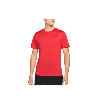 Camiseta Regular de Manga Curta Gola Careca com Logo Dri-Fit Confortável de Secagem Rápida Casual Masculina Vermelho Universitário Cinza Fresco HF0507-657