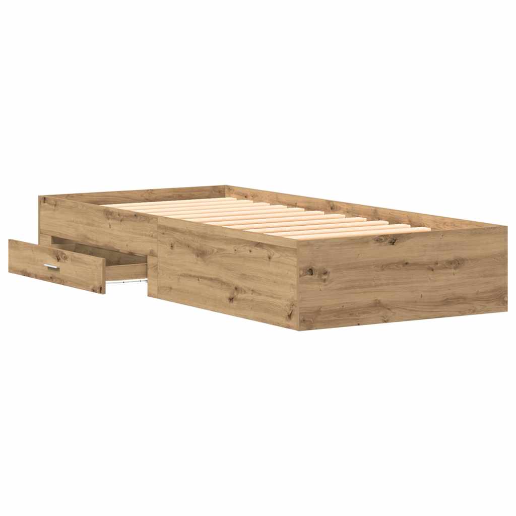Artisan Oak Storage Bed Frame 90 x 190 cm Particleboard