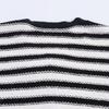 Kaslead New Women clothes Western Style Fashion Simple Flower Button Decoration Stripe Cardigan