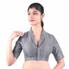 Women’s Solid Collar Neck Readymade Saree Blouse | Front Open Non Padded | Half Sleeve Art Silk Blouse